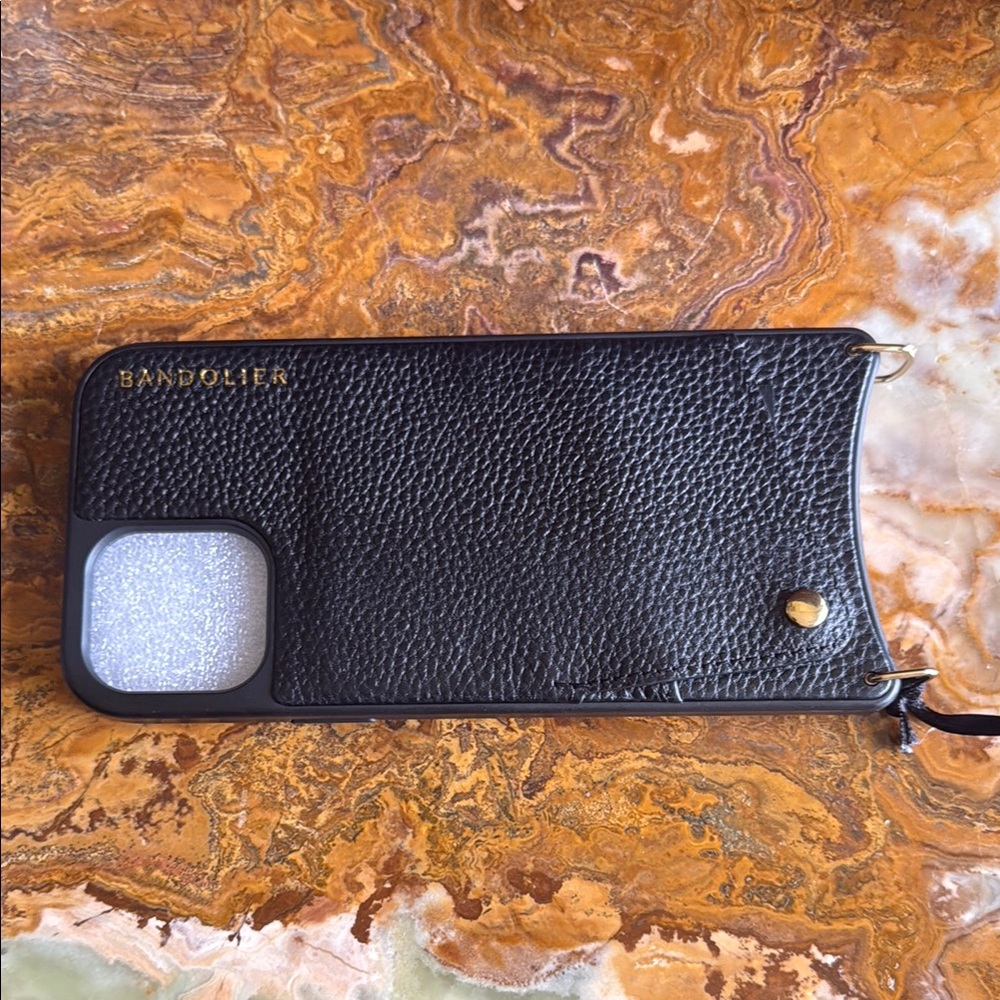 Bandolier Black Textured Phone Case iPhone 12 ProMax with Gold Detail